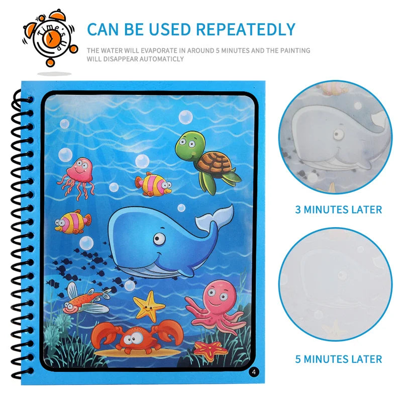 Magic Water Drawing Book for Kids — Mess-Free Reusable Coloring Book | Montessori Activity