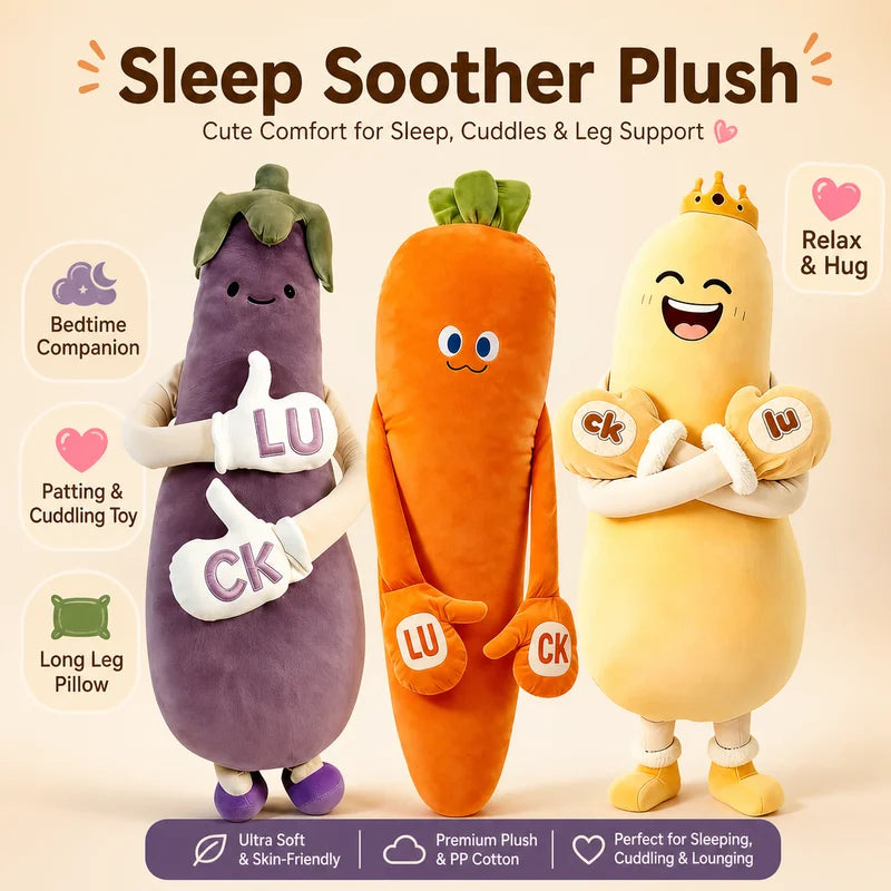 CuddleVeggie™ Plush Sleep Companion Pillow – Soft Long-Body Comfort & Leg Support Cushion
