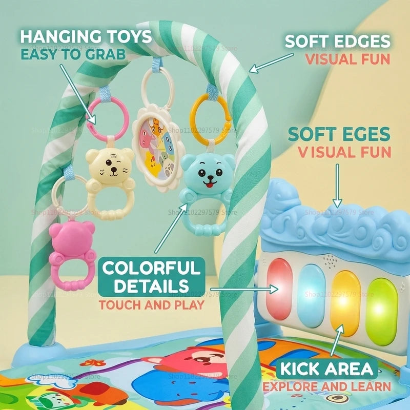 LittleNest™ 3-in-1 Baby Activity Gym – Foldable Sensory Playmat with Hanging Toys, Music & Lights