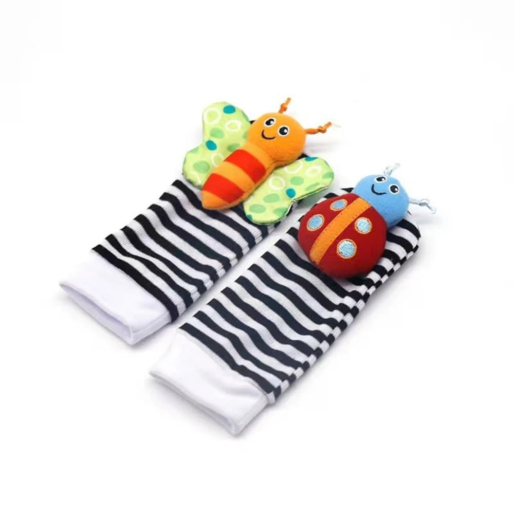 Little Paws™ Baby Rattle & Foot Finder Set – 4-Piece Soft Animal Toys for Newborns & Infants