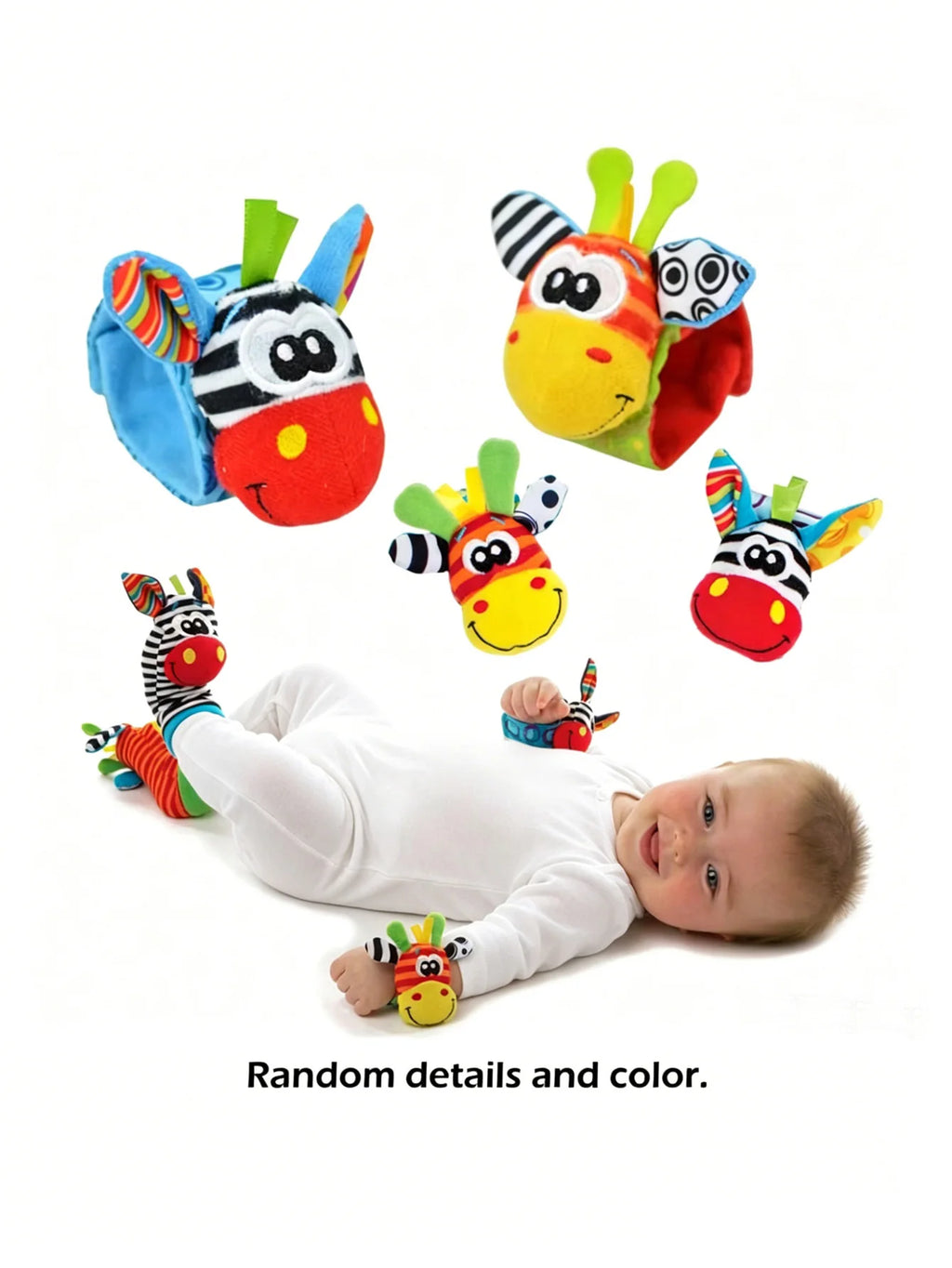 Little Paws™ Baby Rattle & Foot Finder Set – 4-Piece Soft Animal Toys for Newborns & Infants