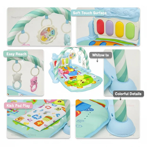 LittleNest™ 3-in-1 Baby Activity Gym – Foldable Sensory Playmat with Hanging Toys, Music & Lights