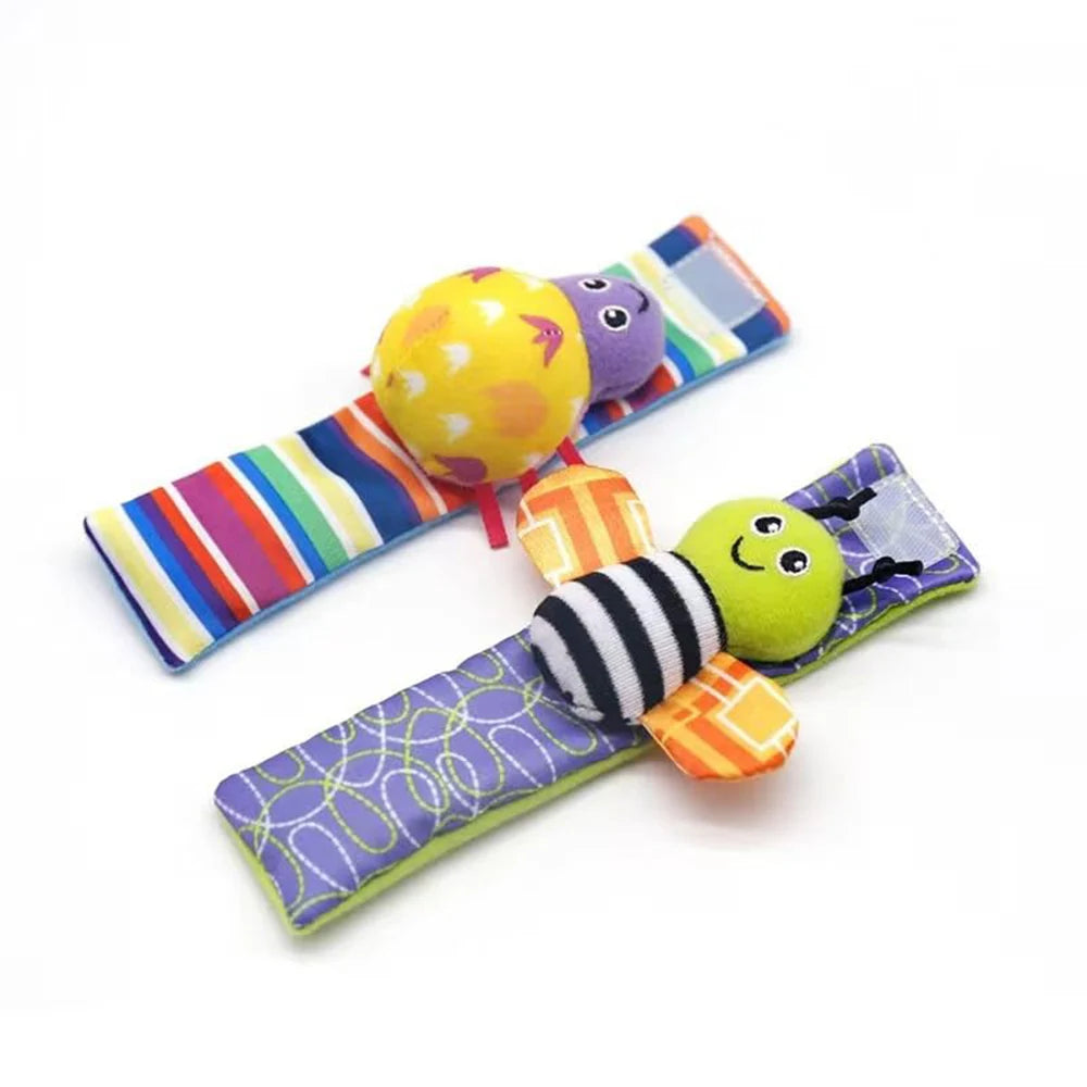 Little Paws™ Baby Rattle & Foot Finder Set – 4-Piece Soft Animal Toys for Newborns & Infants