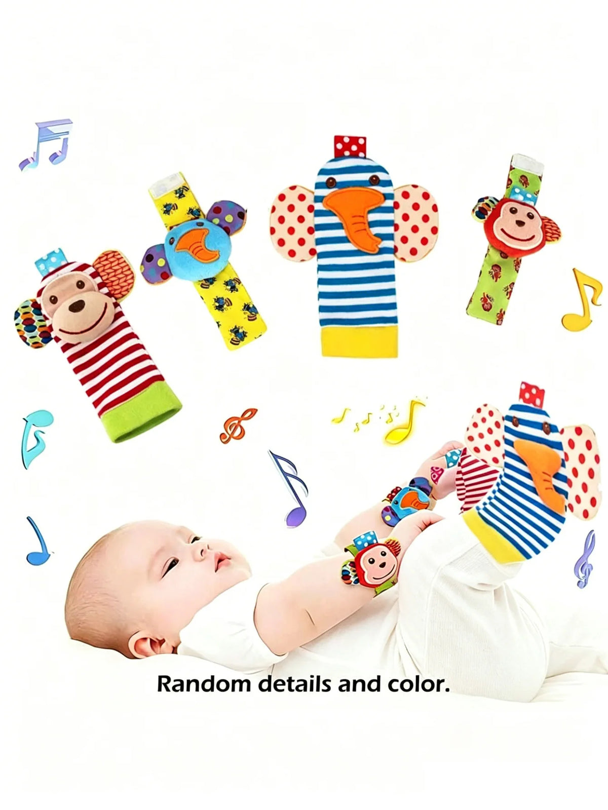 Little Paws™ Baby Rattle & Foot Finder Set – 4-Piece Soft Animal Toys for Newborns & Infants
