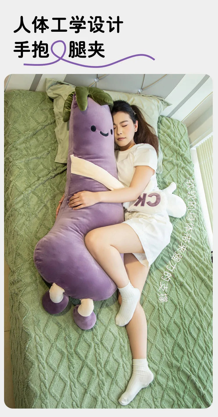 CuddleVeggie™ Plush Sleep Companion Pillow – Soft Long-Body Comfort & Leg Support Cushion
