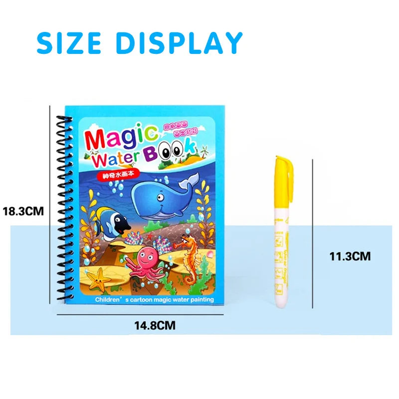Magic Water Drawing Book for Kids — Mess-Free Reusable Coloring Book | Montessori Activity