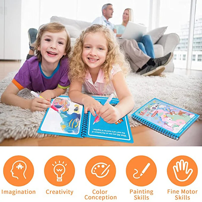 Magic Water Drawing Book for Kids — Mess-Free Reusable Coloring Book | Montessori Activity