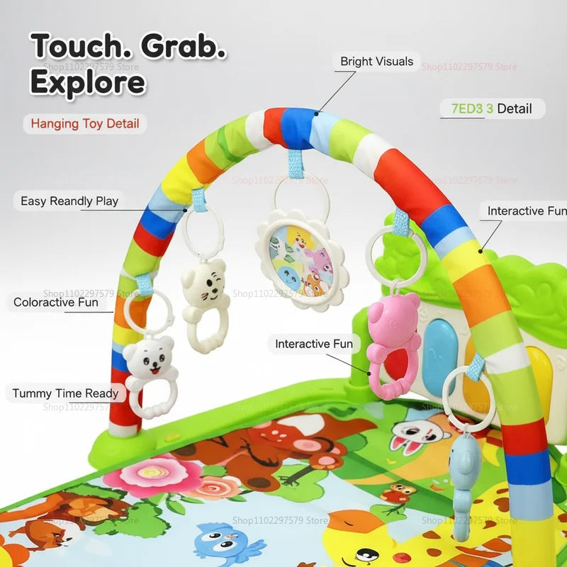 LittleNest™ 3-in-1 Baby Activity Gym – Foldable Sensory Playmat with Hanging Toys, Music & Lights